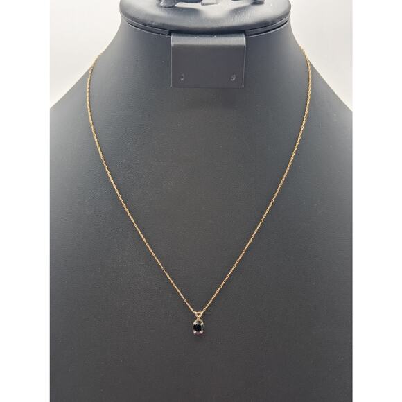 VTG 14K Marked & Tested Black Gemstone Pendant on 14K Yellow Gold Chain Necklace - Picture 8 of 8